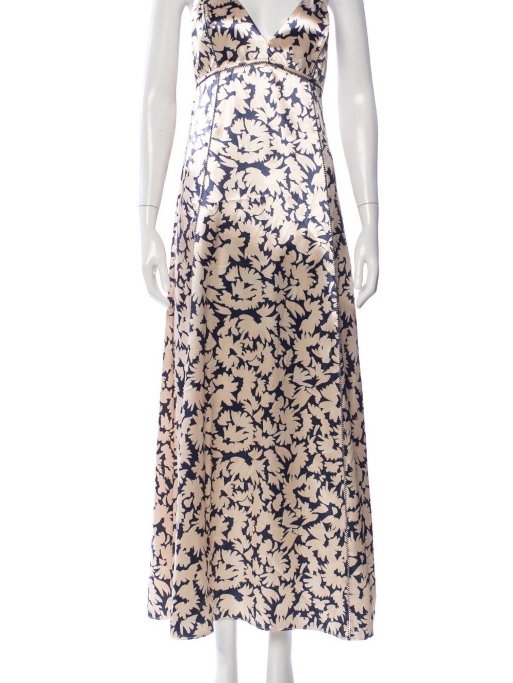 Ulla Johnson Black and Cream Floral Satin Slip Maxi Dress - Picture 6 of 13